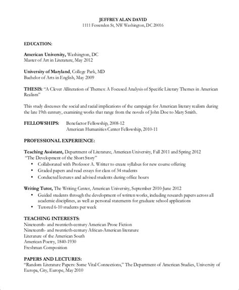 curriculum vitae in research paper example