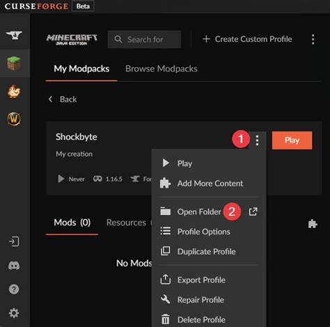 curseforge add mods manually