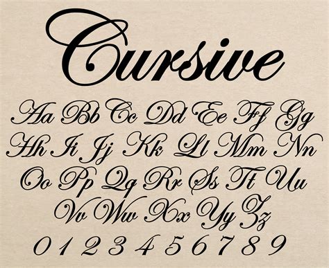 cursive text template