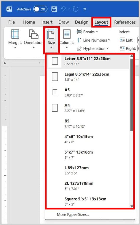 custom page size in word