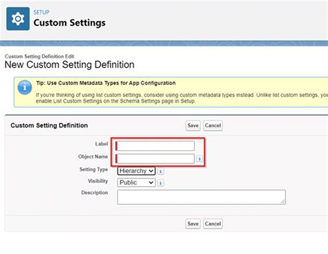 custom settings in salesforce example