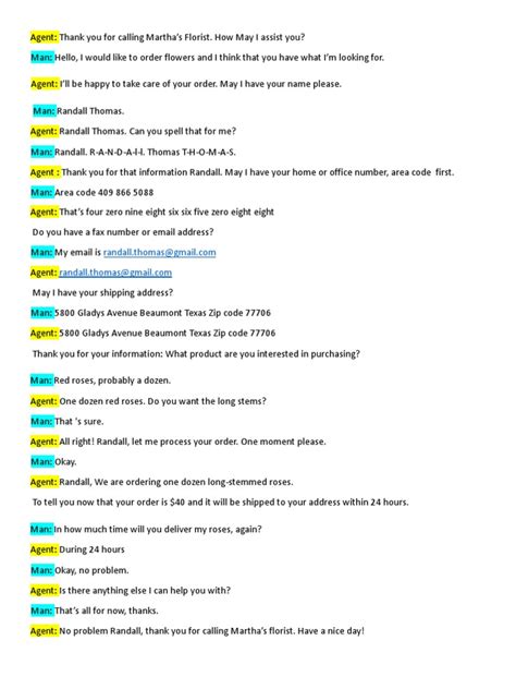 customer service call script examples pdf