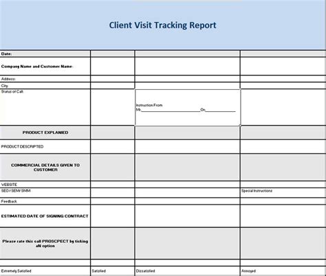 customer visit report format in excel