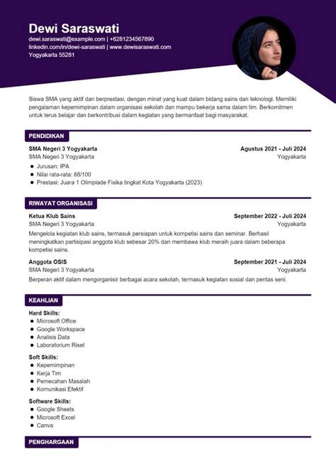 cv anak sma
