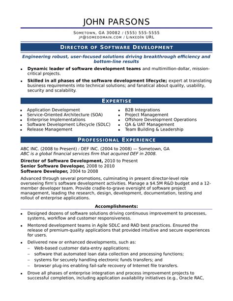 cv description examples for experienced