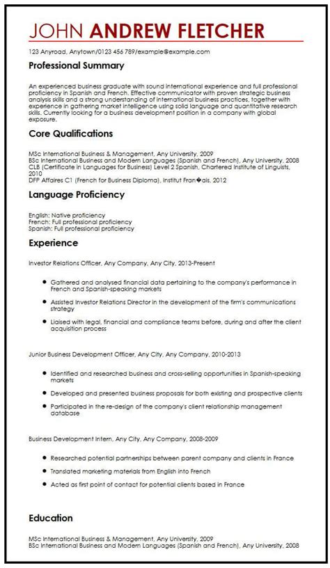 cv examples language skills