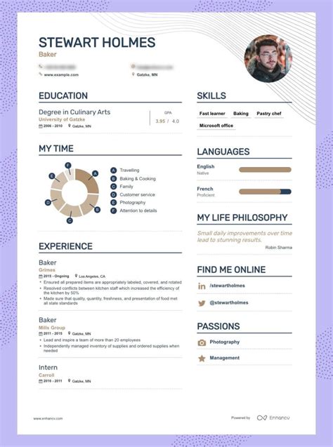 cv experience description example