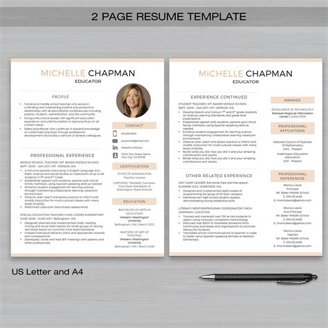 cv format 2 page word