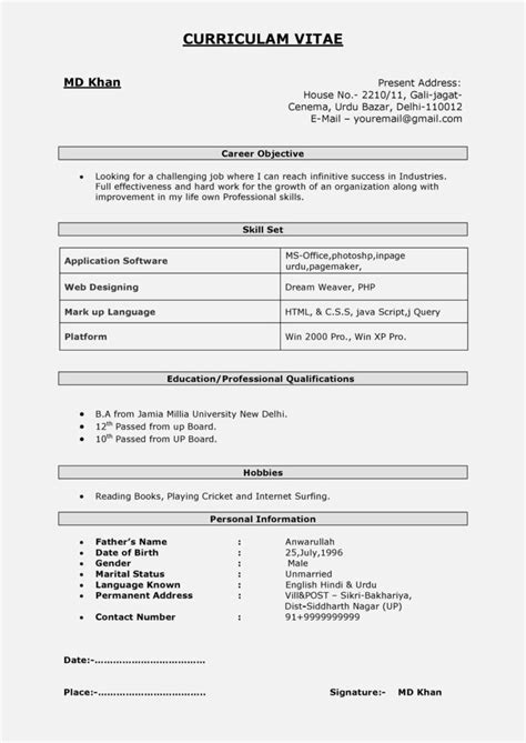 cv format for freshers in word pdf