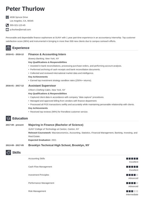 cv format for internship application