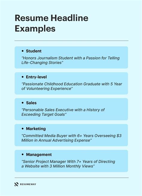 cv headline examples for students