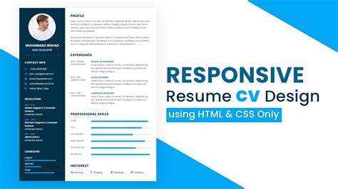 cv in html and css with source code