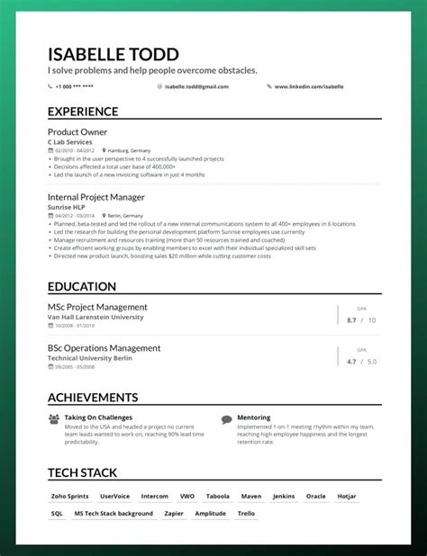 cv in text format