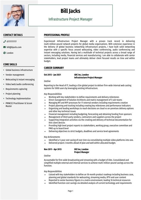cv personal statement examples project manager