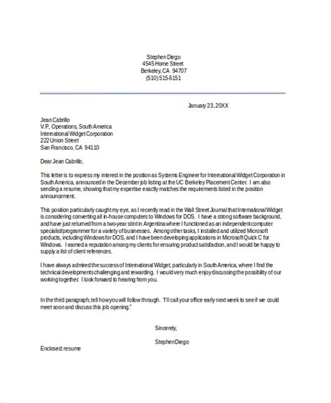 cv presentation letter examples