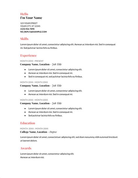 cv template example uk