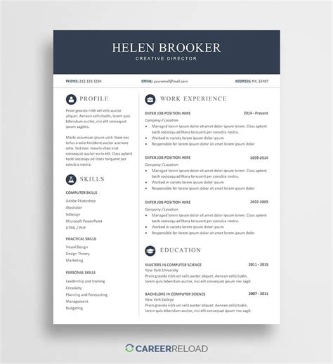 cv template word document free