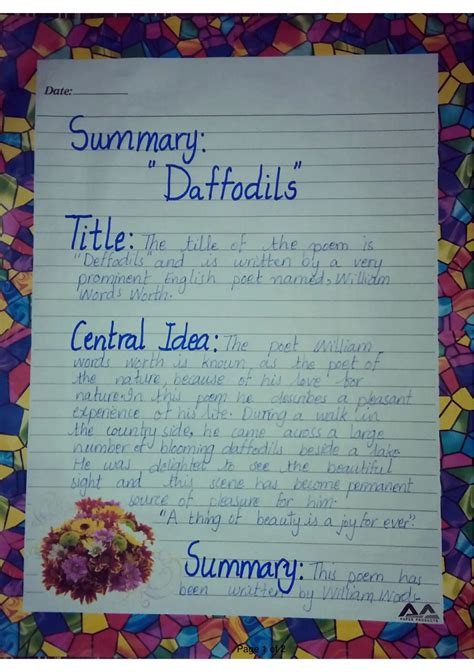 daffodils summary in easy words pdf