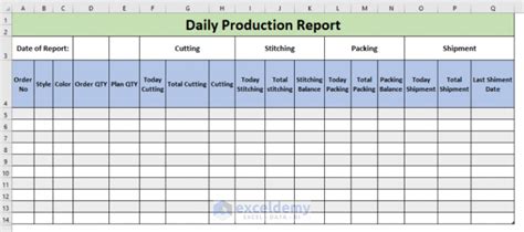 daily production report format in excel pdf