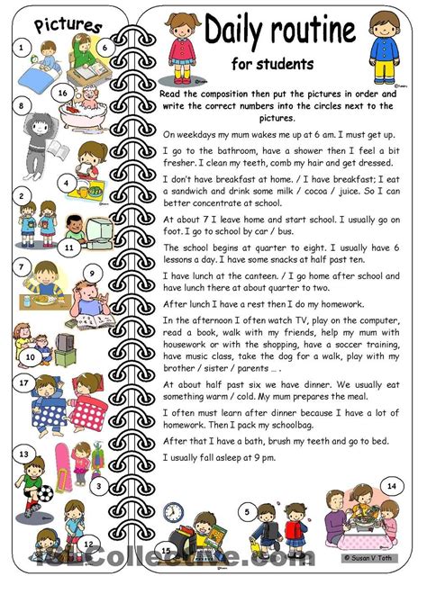 daily routine examples for students in school