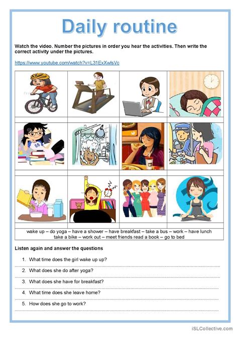 daily routine listening exercise a1