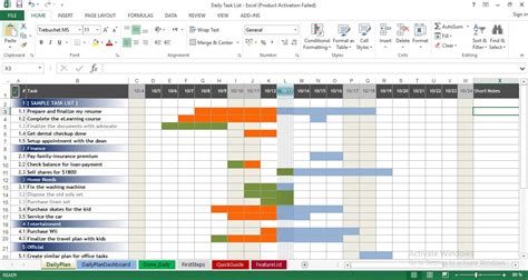 daily task list in excel