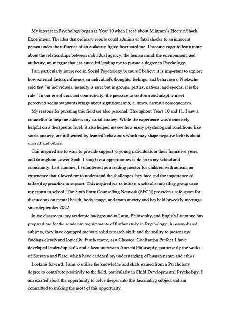 dare application personal statement examples