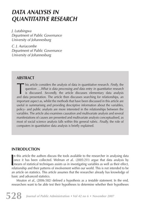 data analysis in quantitative research format