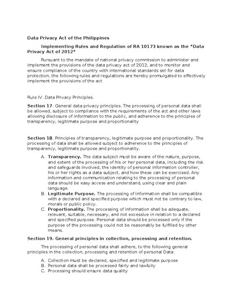 data privacy act implementing rules and regulations