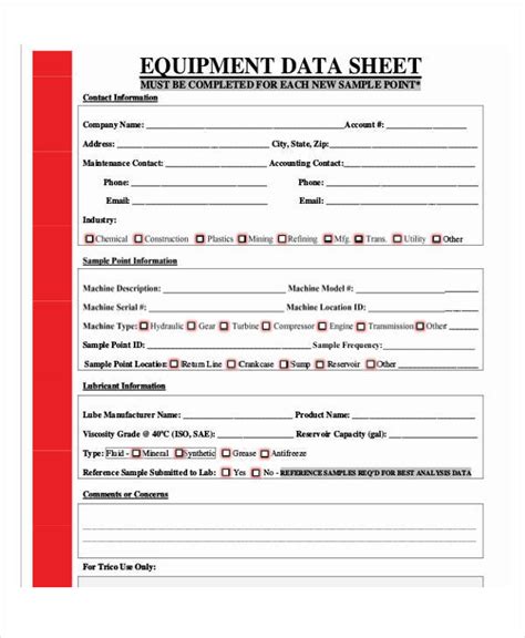 data sheet example