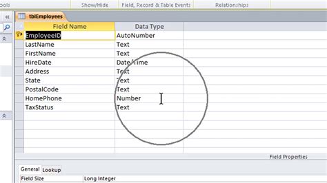 data types in database access