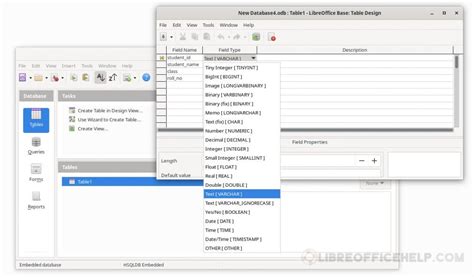 data types in libreoffice base