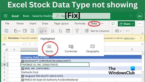 data types not showing in excel 2016