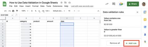 data validation rules google sheets
