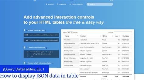 datatable jquery example ajax
