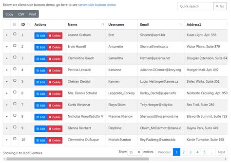 datatable jquery example pagination