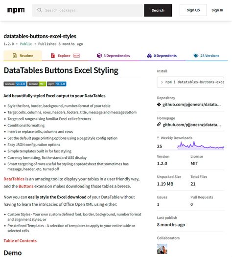 datatables excel styling examples