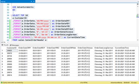 date data type format in sql