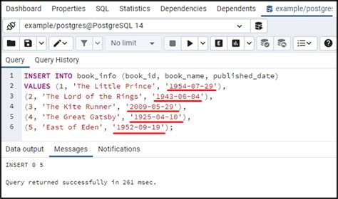 date data type in postgresql example