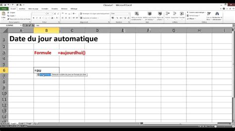 date du jour excel