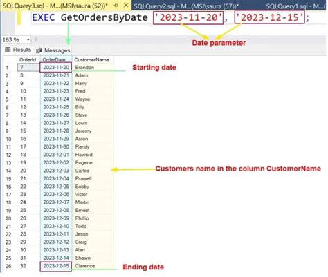 date format in stored procedure sql