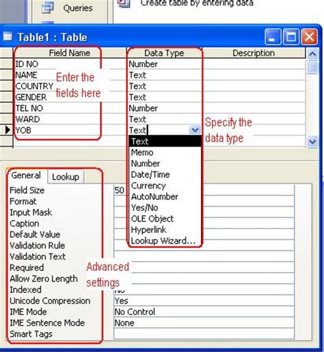 date of birth data type in access