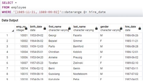 date range data type postgresql