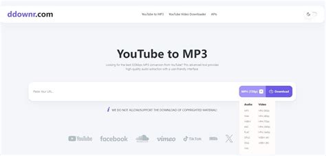 Tampilan situs ddownr.com untuk download YouTube