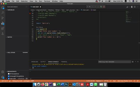 debug dart in visual studio code