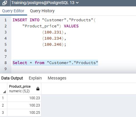 decimal in postgresql example