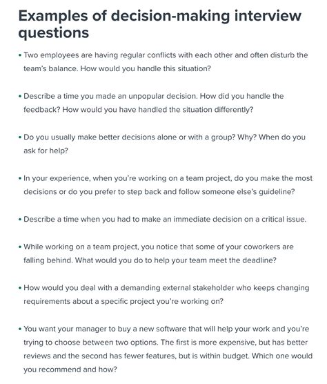 decision making questions examples