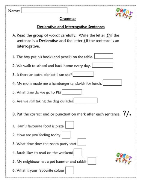 declarative and interrogative sentences exercises