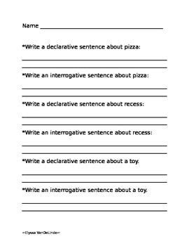 declarative and interrogative sentences worksheet 2nd grade