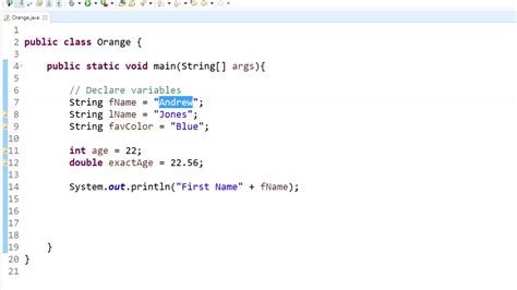 declaring variables in java